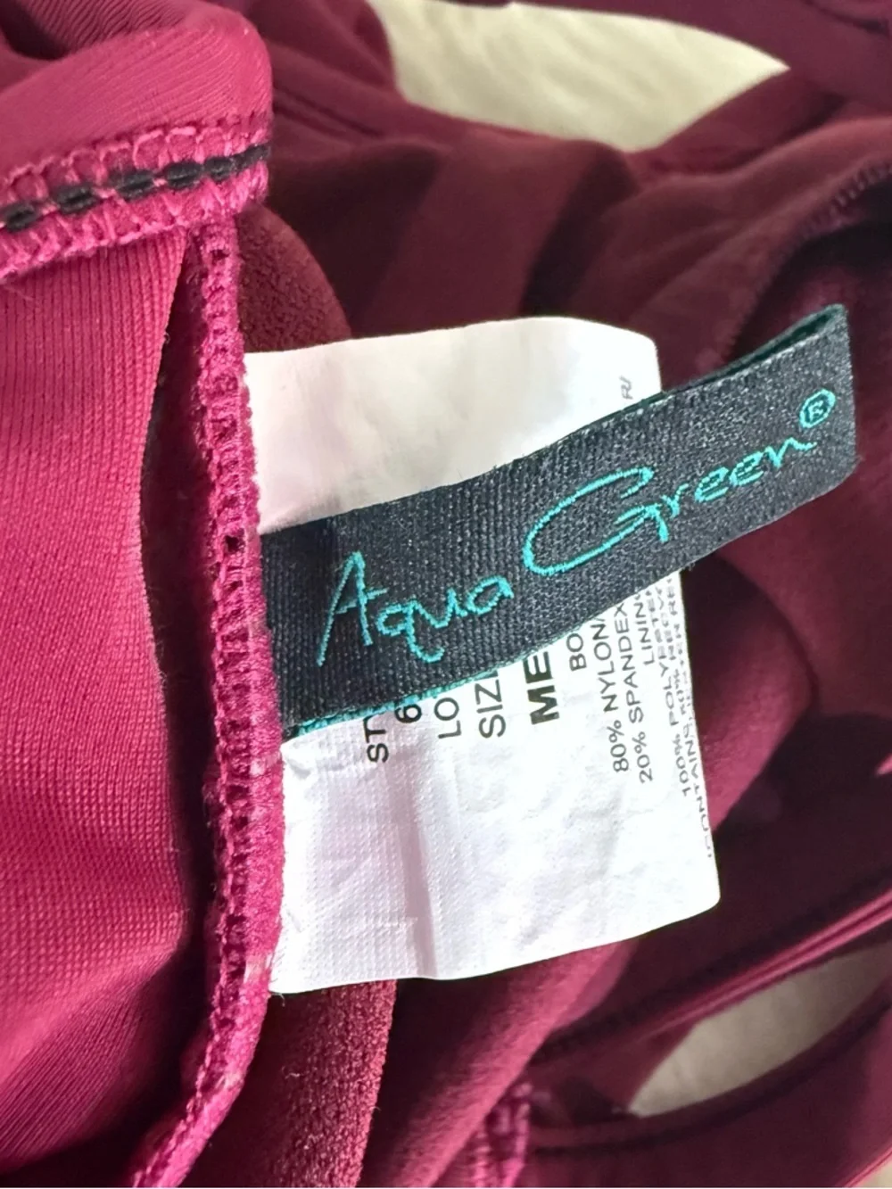 Aqua Green One Piece Swimsuit Size Medium Magenta Ruched Tummy Control